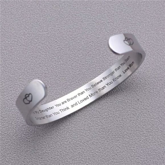 Daughter from Mom Stainless Steel Cuff Bracelet - Picture 2 of 7